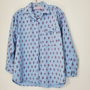 Vintage Blue Razzberry Blouse, Size Small